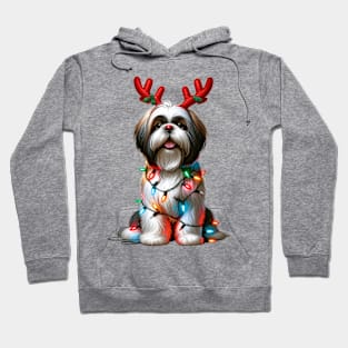 Christmas Red Nose Shih Tzu Dog Hoodie